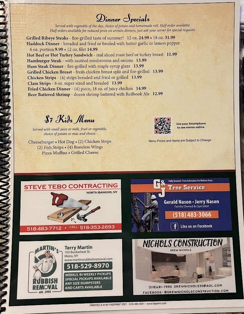 Scotty's Diner - Brushton, NY menu_pic