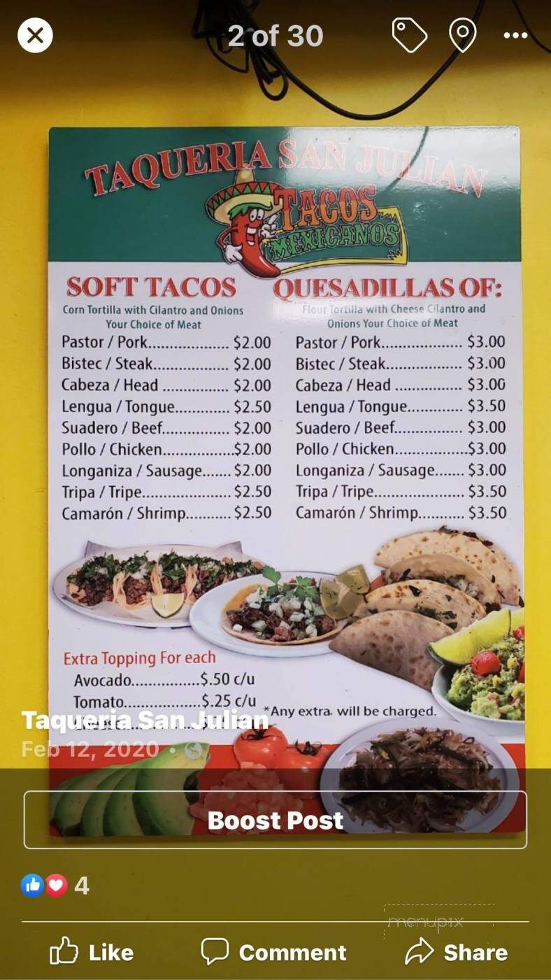 Taqueria San Julian - Fort Myers, FL menu_pic