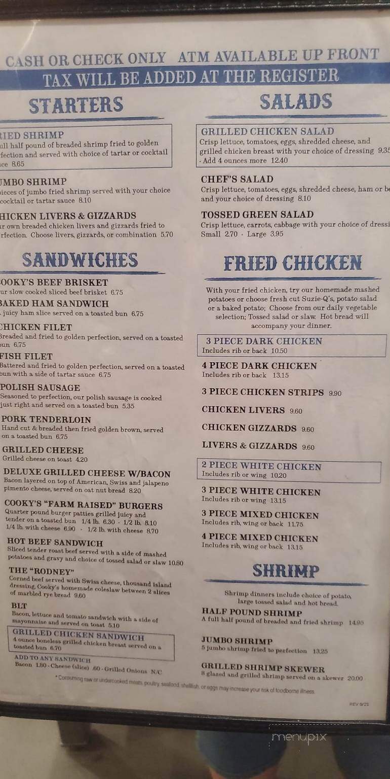 Cooky's Cafe - Golden City, MO menu_pic