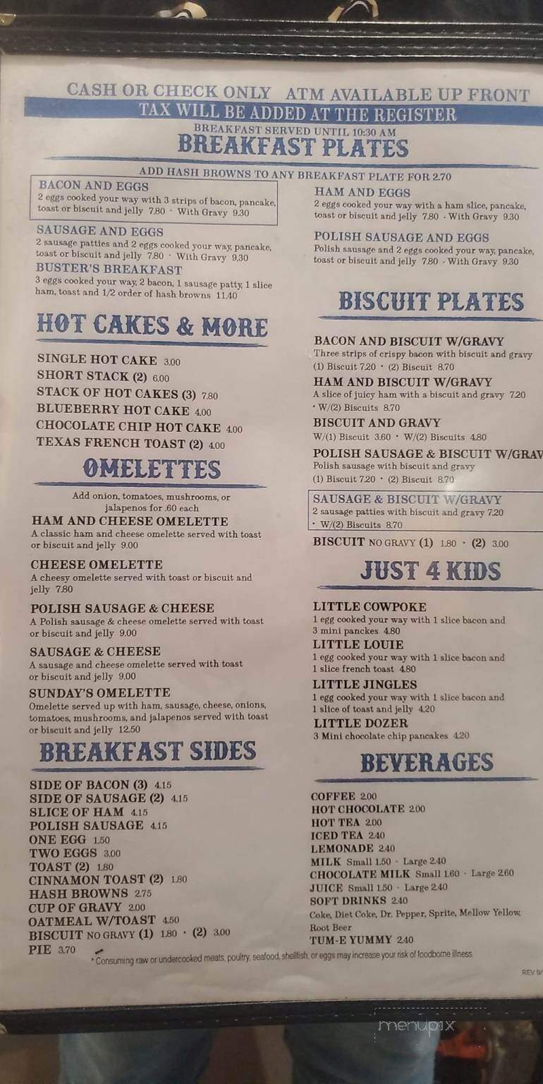 Cooky's Cafe - Golden City, MO menu_pic