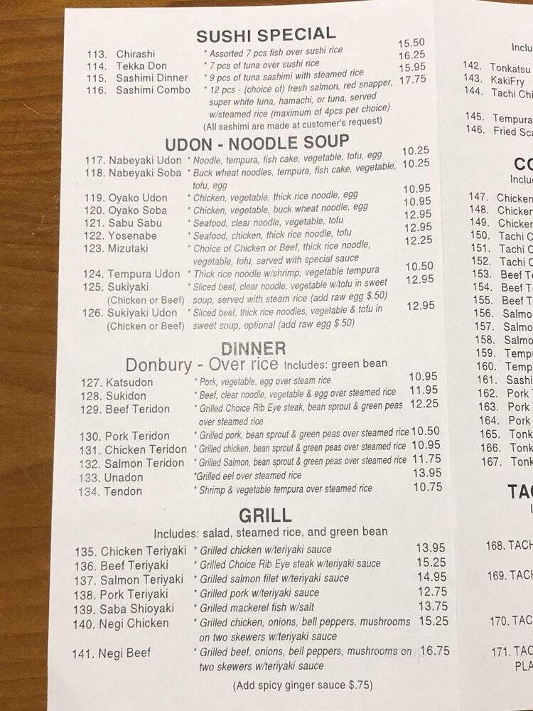 Tachi Sushi Bar - Concord, CA menu_pic