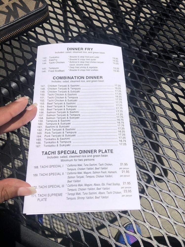 Tachi Sushi Bar - Concord, CA menu_pic