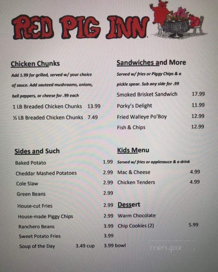 Red Pig Inn - Ottawa, OH menu_pic