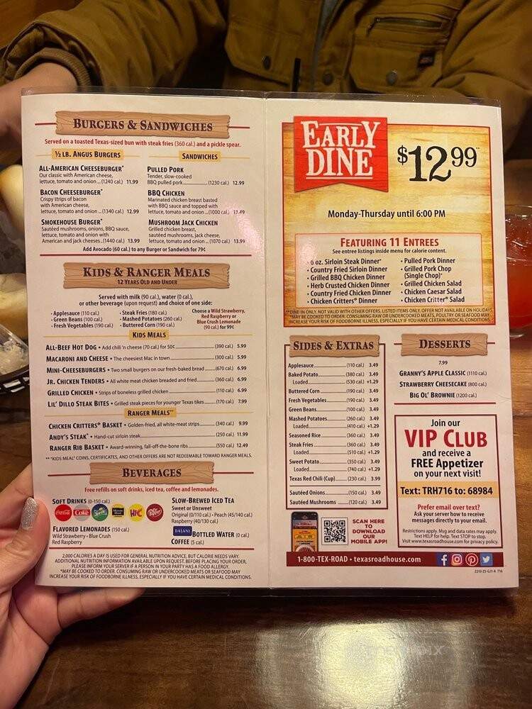 Online Menu of Texas Roadhouse, Visalia, CA