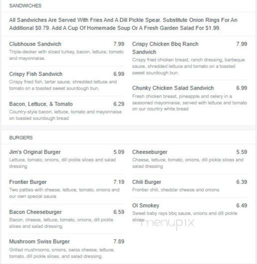 Jim's Restaurant - Sanford, NC menu_pic