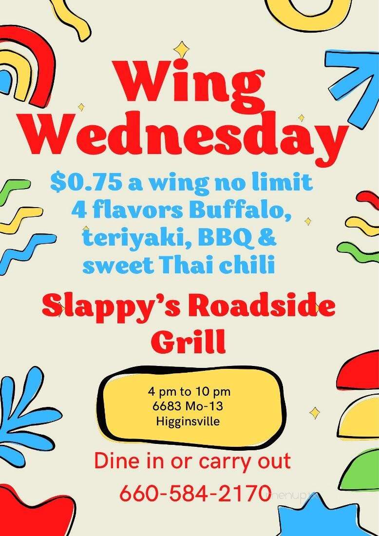 Slappy's Roadside Grill - Higginsville, MO menu_pic