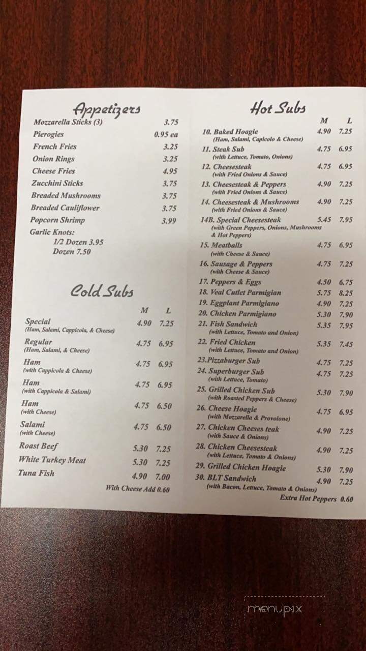 Kings Pizza - Andreas, PA menu_pic
