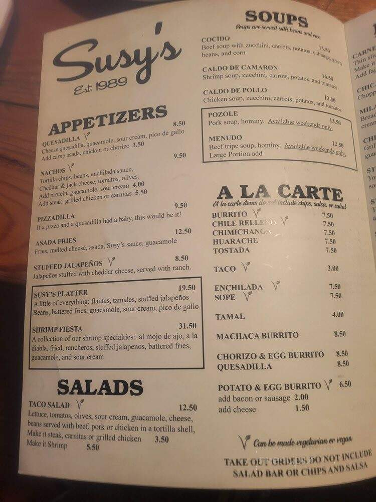 Suzy's Mexican Food - Stockton, CA menu_pic