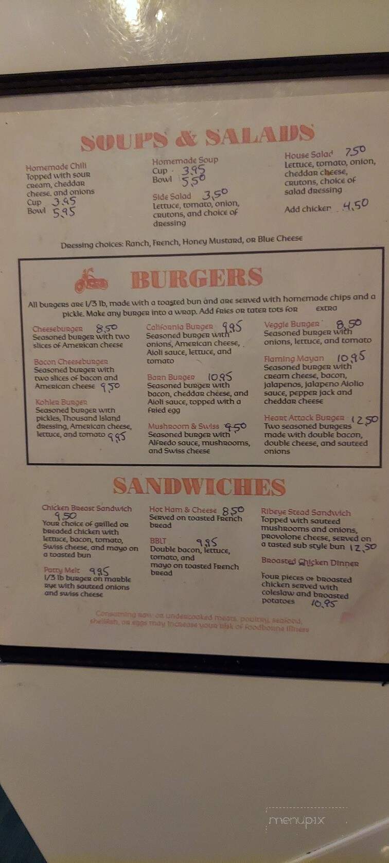 Little Kohler Haus - Fredonia, WI menu_pic