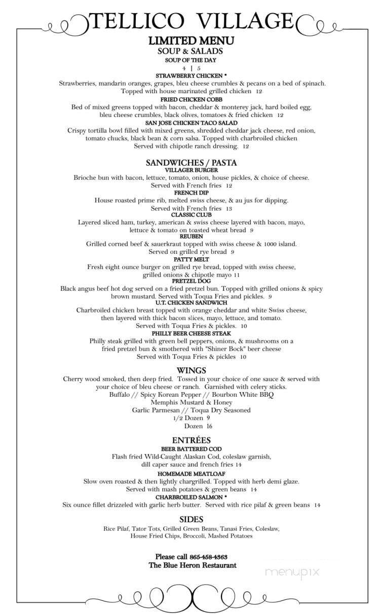 Toqua Club House - Loudon, TN menu_pic