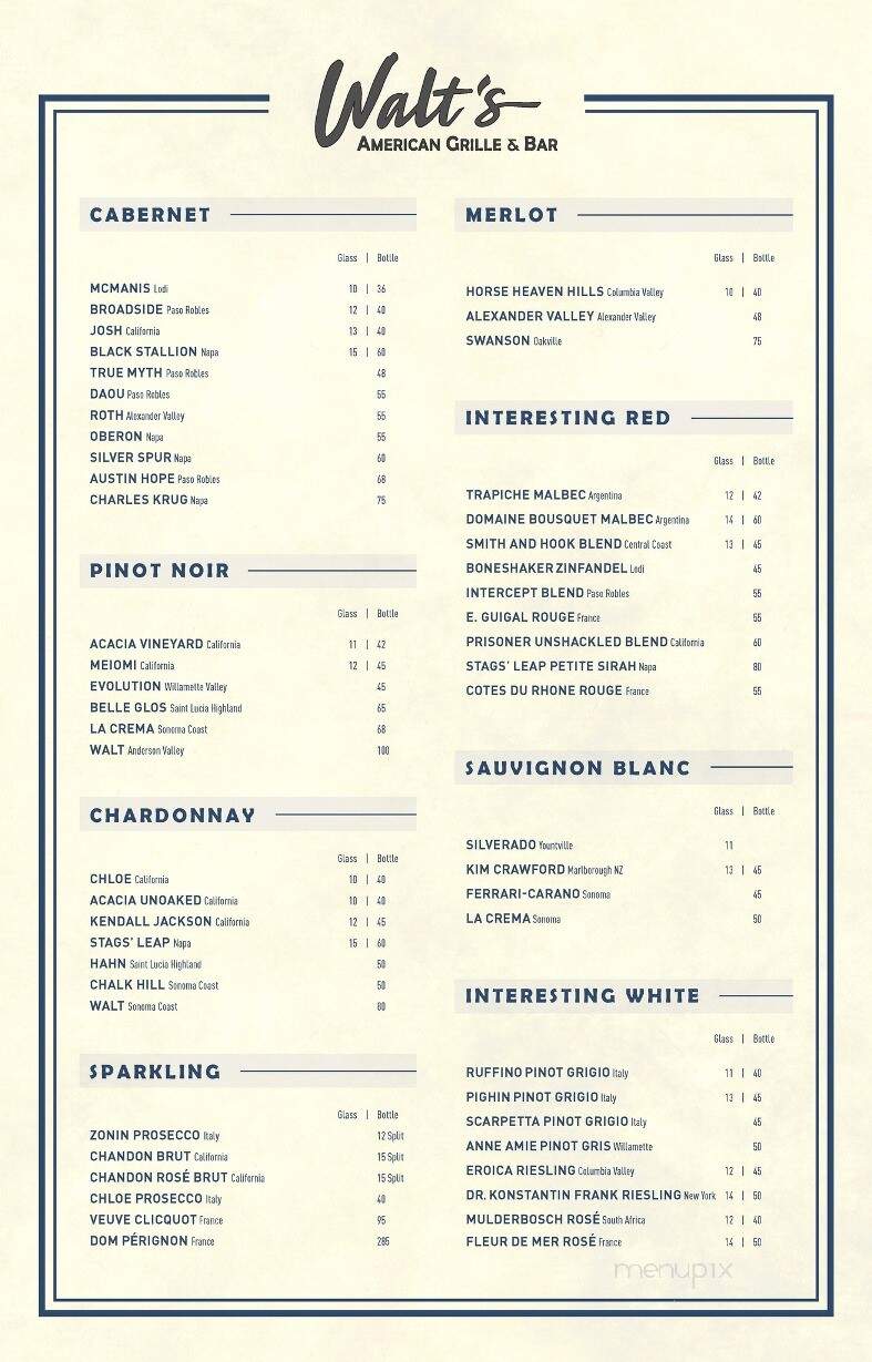 Walt's American Grille & Bar - Boca Raton, FL menu_pic