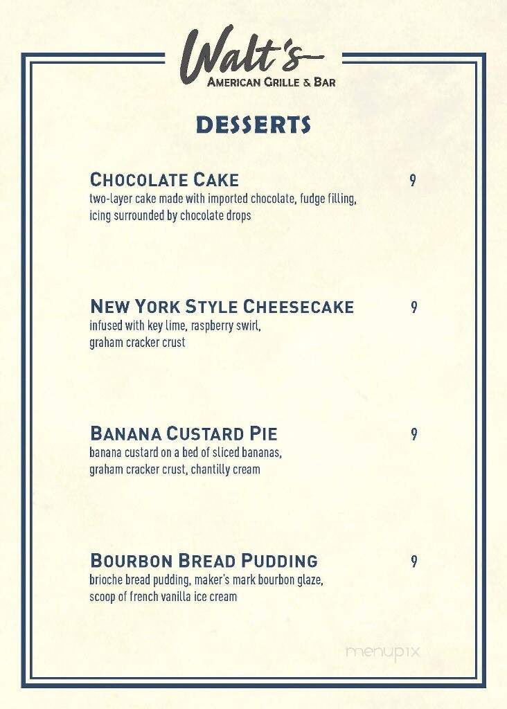 Walt's American Grille & Bar - Boca Raton, FL menu_pic