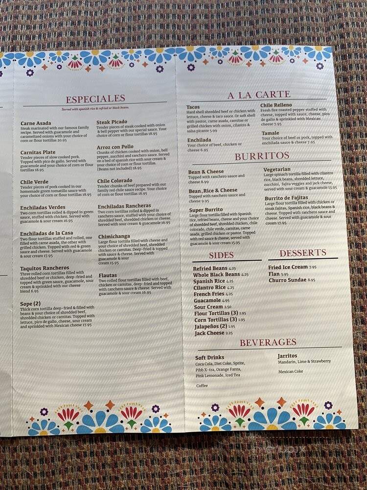 Casa Del Lago - Granite Bay, CA menu_pic