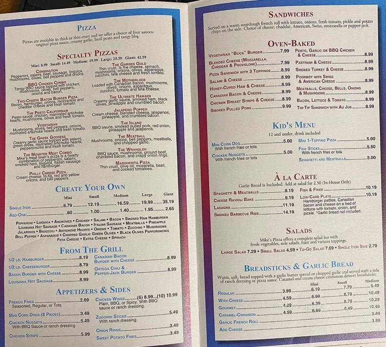 Mike's Pizza - Angels Camp, CA menu_pic