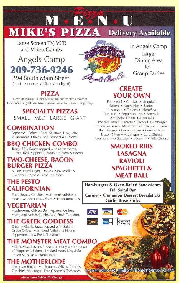 Mike's Pizza - Angels Camp, CA menu_pic