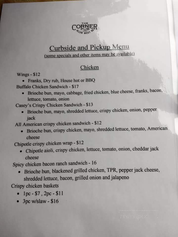 Corner Tavern - Bow, WA menu_pic