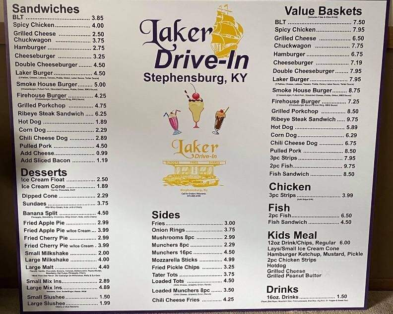 Lakers Drive In - Cecilia, KY menu_pic