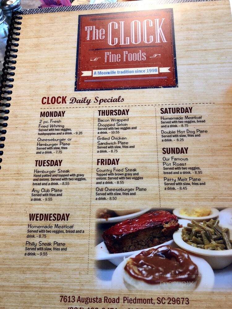 Clock Fine Foods - Piedmont, SC menu_pic