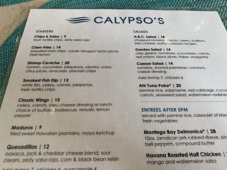 Calypso's Pool Bar & Grille - Orlando, FL menu_pic
