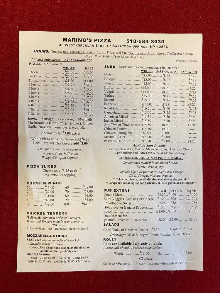 Marino's Pizza - Saratoga Springs, NY