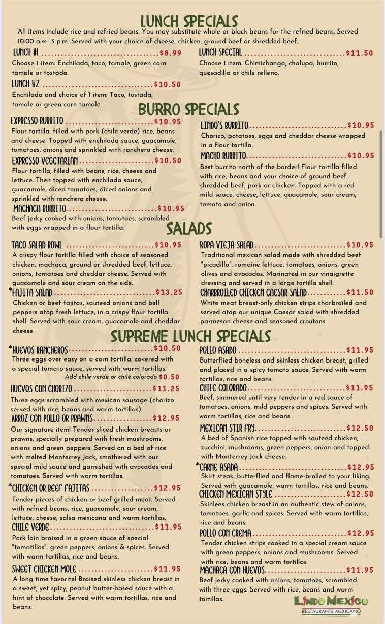 Lindo Mexico Restaurant - Prescott Valley, AZ menu_pic