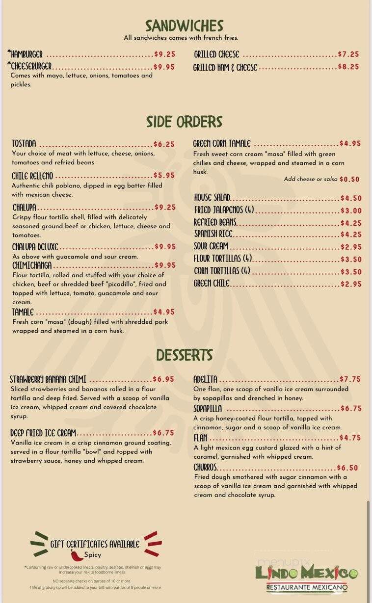 Lindo Mexico Restaurant - Prescott Valley, AZ menu_pic