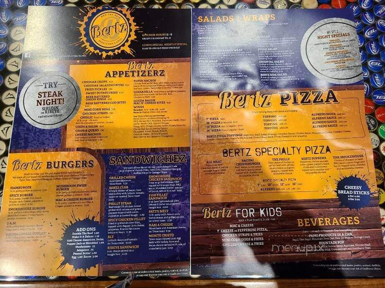 Bertz Sports Bar and Grill - Beresford, SD menu_pic