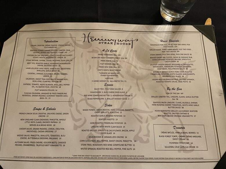 Hemingway's Steakhouse - Paso Robles, CA menu_pic