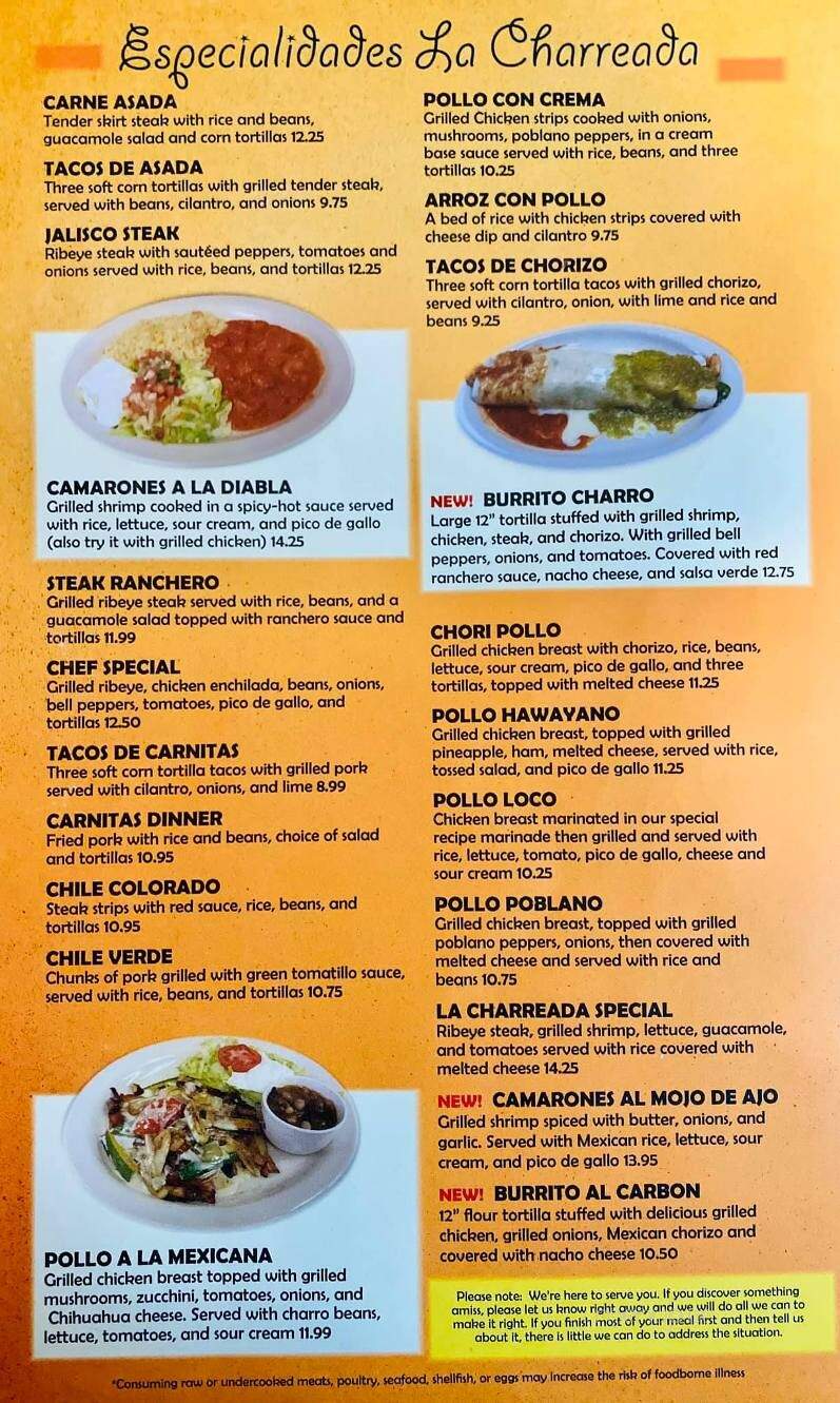 La Charreada Shawnee - Lima, OH menu_pic