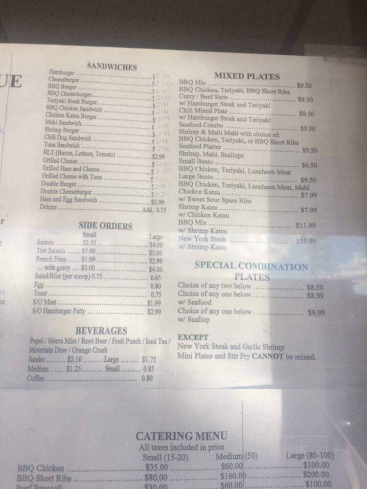 Barbecue Kai Inc - Waianae, HI menu_pic