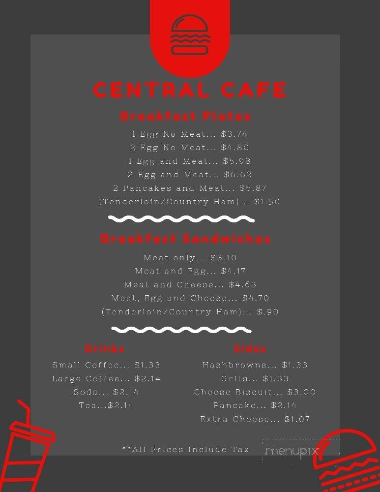Central Cafe - Rocky Mount, NC menu_pic