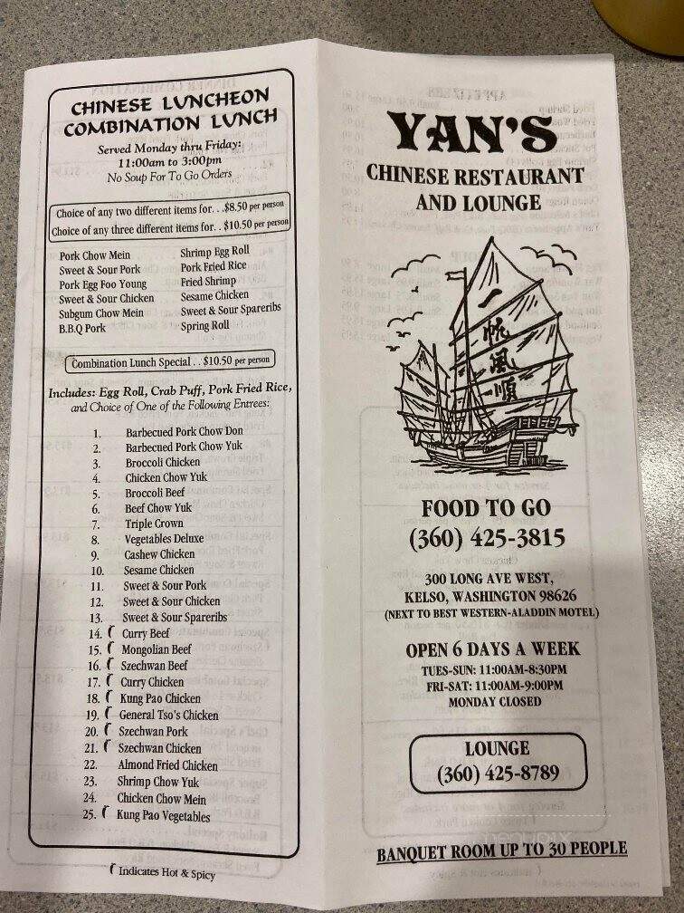 Yan's Chinese Restaurant & Lng - Kelso, WA