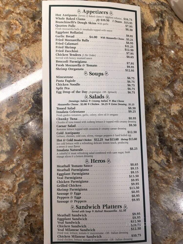 Branchinelli's - Hauppauge, NY menu_pic