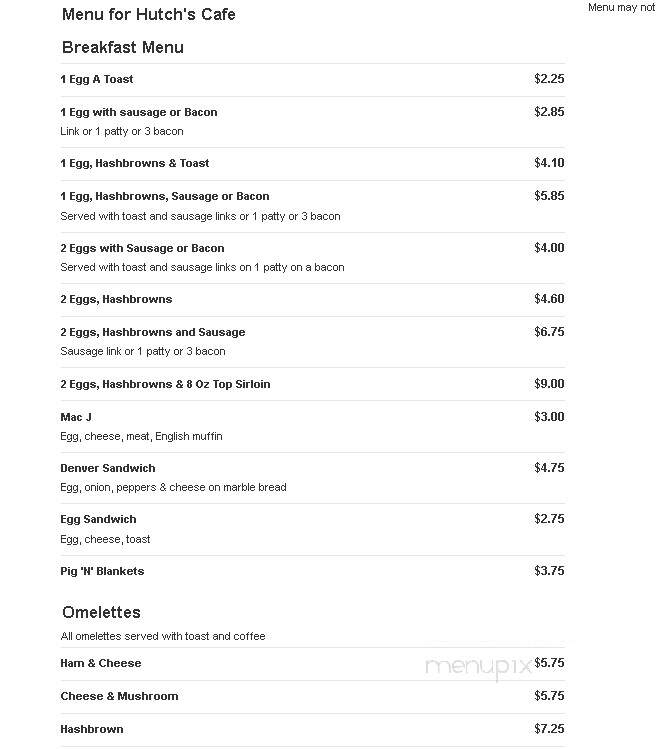 Hutch's Cafe - Sac City, IA menu_pic