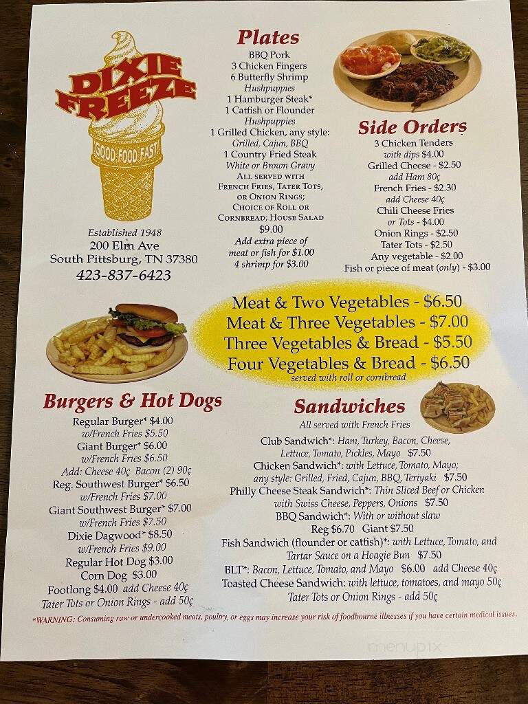 Dixie Freeze - South Pittsburg, TN menu_pic