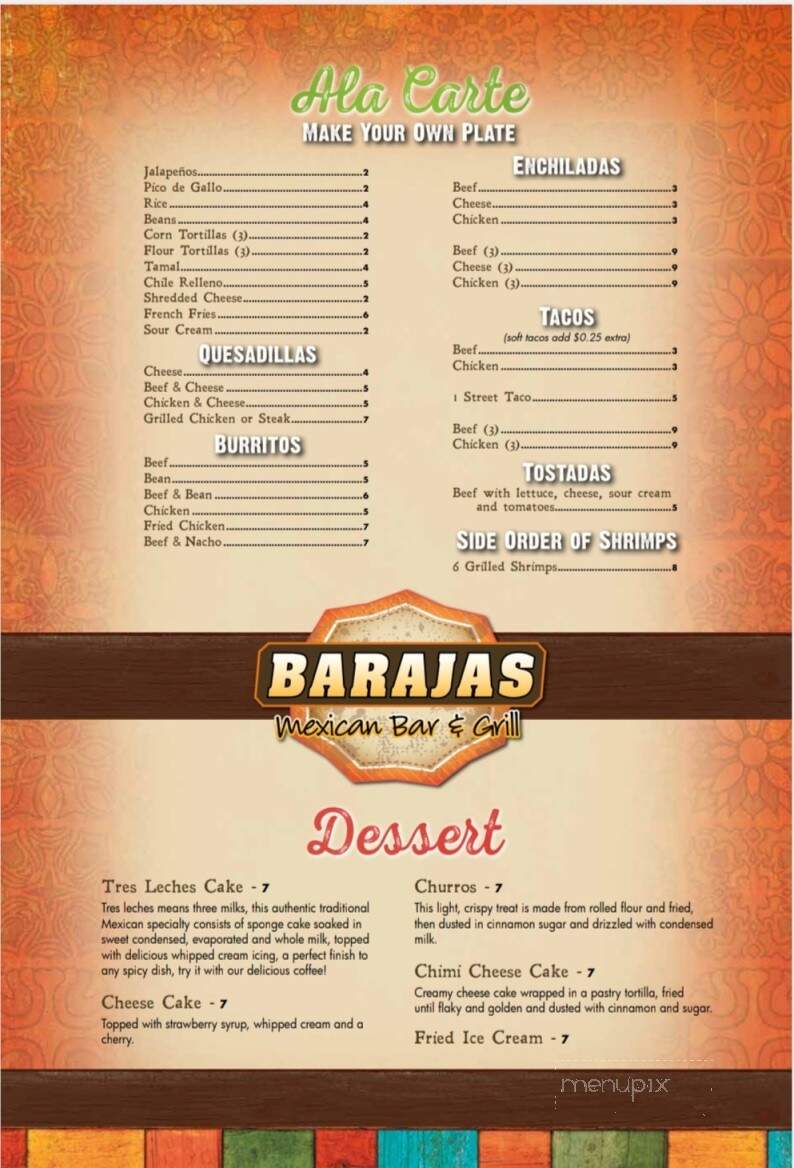 Barajas - Pequot Lakes, MN menu_pic