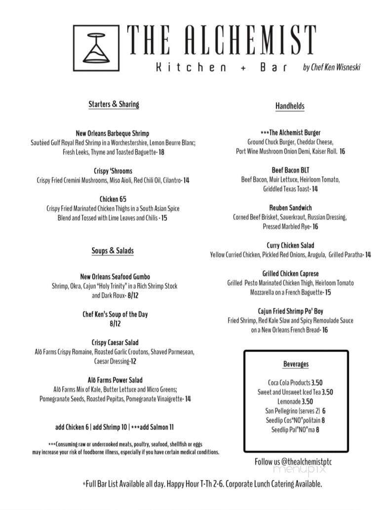 The Alchemist Kitchen + Bar - Peachtree City, GA menu_pic