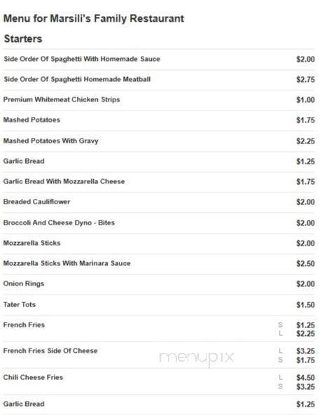 Marsili's Family Restaurant - Dillonvale, OH menu_pic