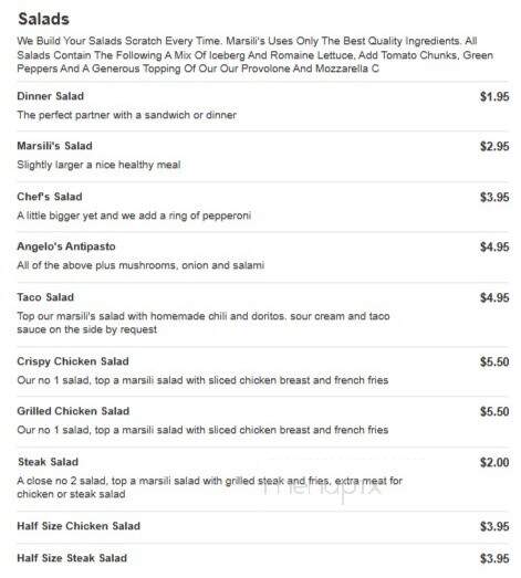 Marsili's Family Restaurant - Dillonvale, OH menu_pic