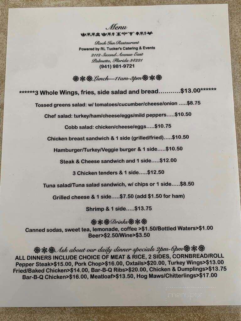 Rock Inn - Palmetto, FL menu_pic