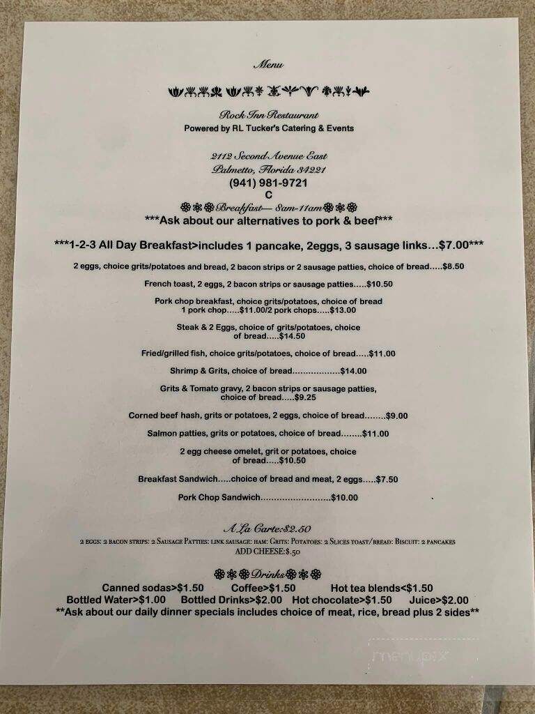 Rock Inn - Palmetto, FL menu_pic