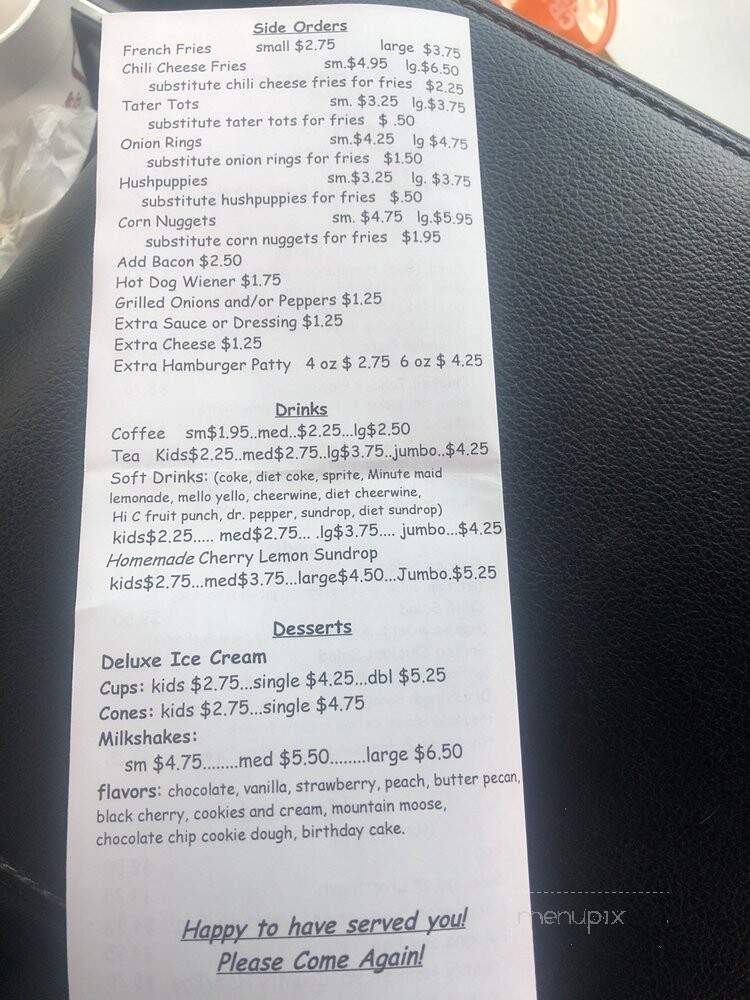 Blackwood's Drive-In - Kings Mountain, NC menu_pic