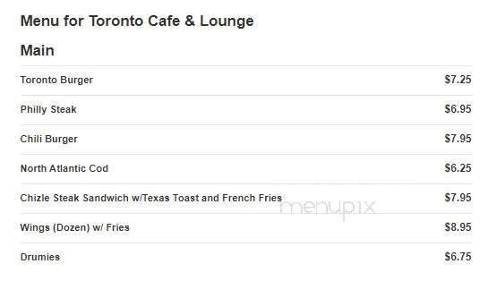 Toronto Cafe & Lounge - Toronto, SD menu_pic