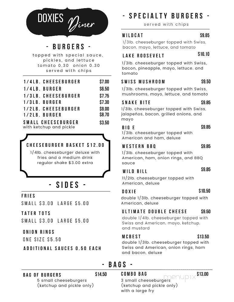 Doxie's Dine In - Wilbur, WA menu_pic