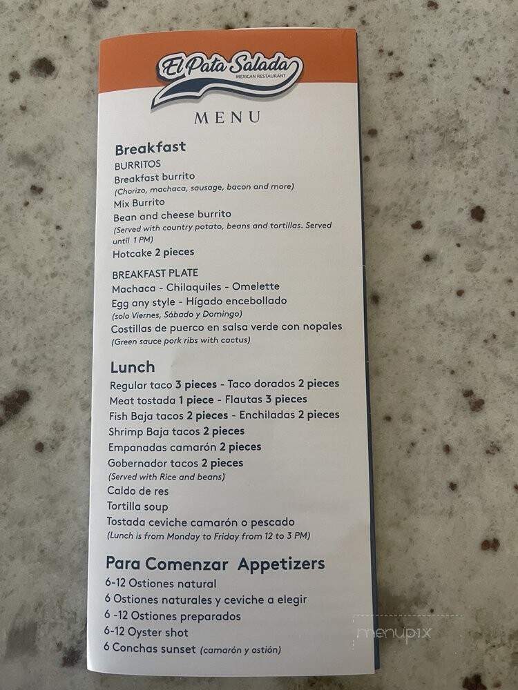 El Pata Salada - Armona, CA menu_pic