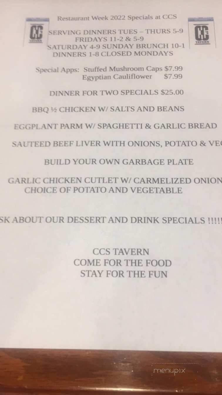 CC's Tavern - Auburn, NY menu_pic