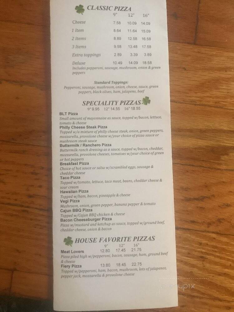 O'riley's Tavern - Brookville, OH menu_pic