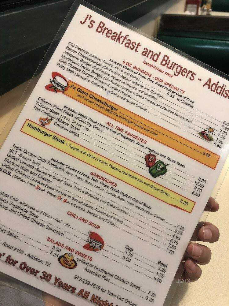 J's Breakfast & Burgers - Addison, TX menu_pic