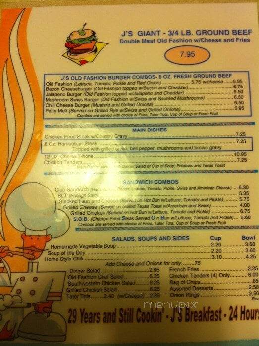 J's Breakfast & Burgers - Addison, TX menu_pic