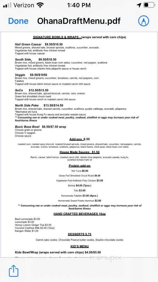 Ohana Food - Flagler Beach, FL menu_pic